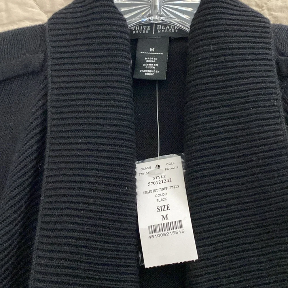 NWT! WHBM CARDIGAN. BLACK. SZ M. CAN BE WORN 2 WAYS. GORGEOUS! - Picture 7 of 8